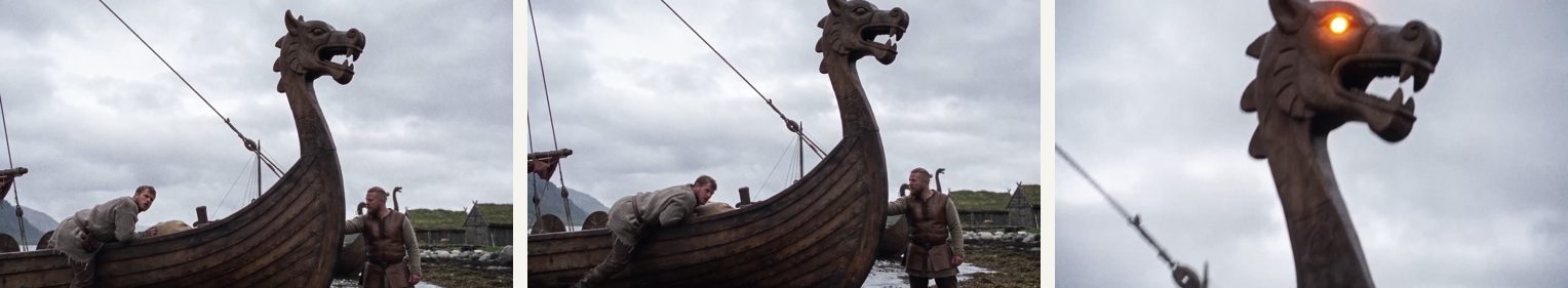 Scene 02 — three frames from the cut used in the final film.