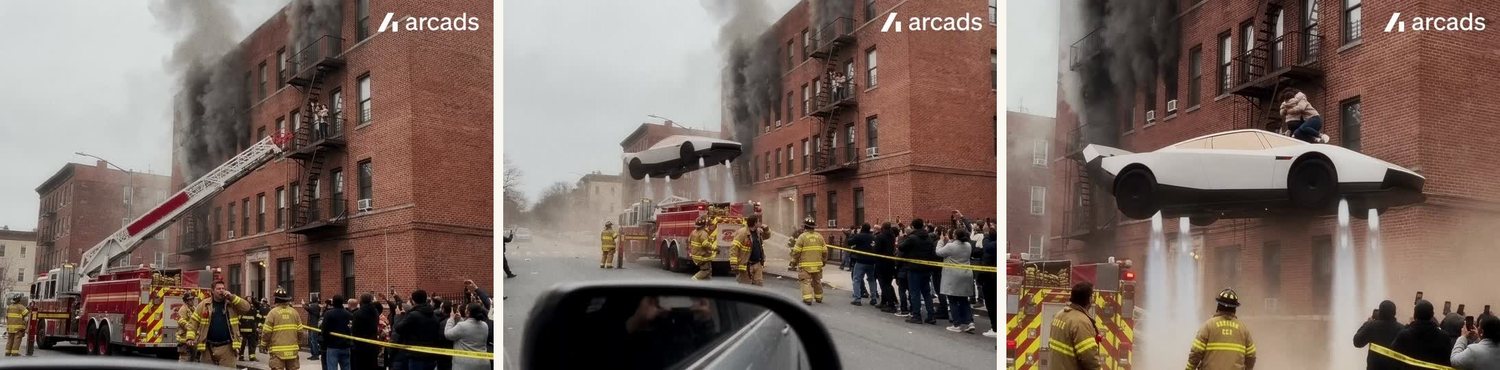 The ladder, the hover at the fire escape, the soft landing.