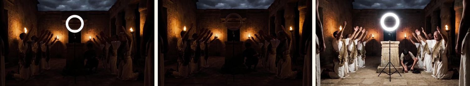 Scene 14 — three frames from the cut used in the final film.