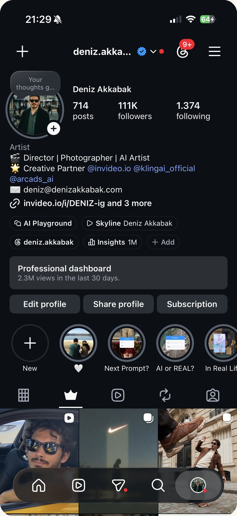 Image 2 — screen content only. The real dark-mode profile screenshot; nothing else from it is used.