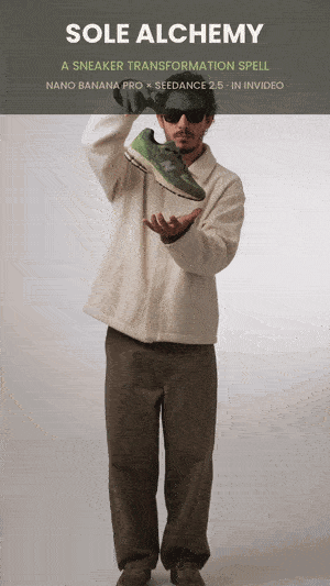 The finished spell — one sneaker becomes three, then becomes a pair on his feet. Open this document in Google Docs to watch it play.