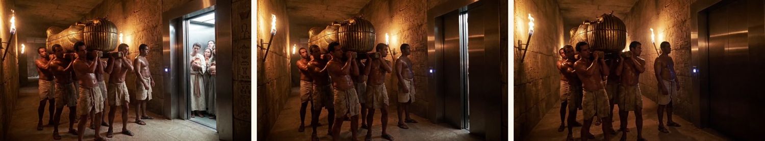 Scene 10 — three frames from the cut used in the final film.