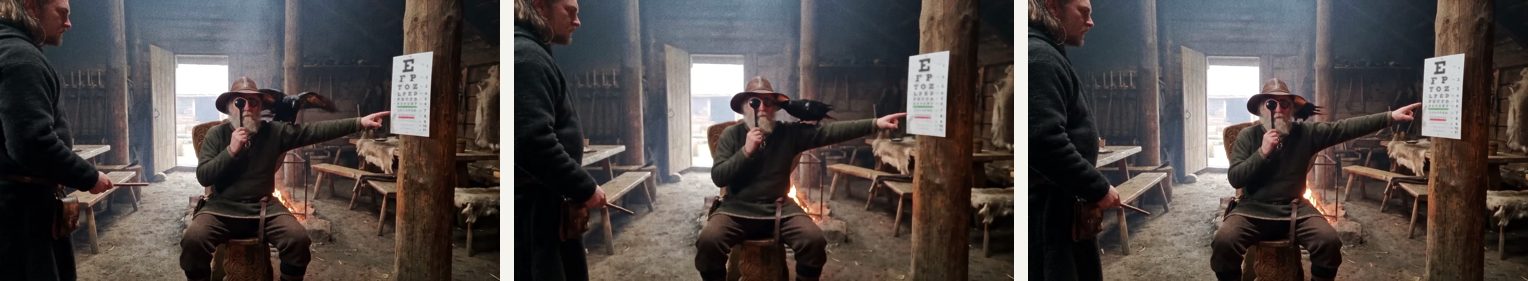 Scene 13 — three frames from the cut used in the final film.