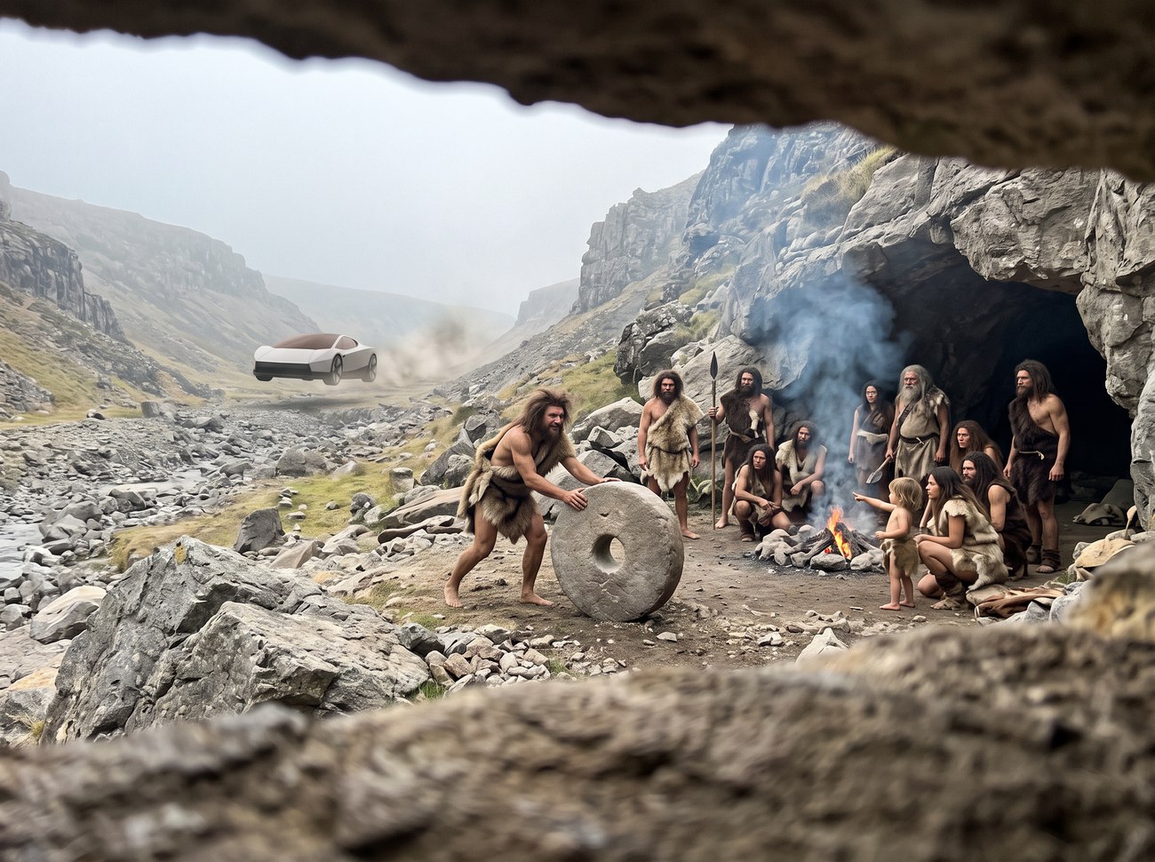 @Image 1 for the video — filmed from behind the rocks, the car a speck down the valley.