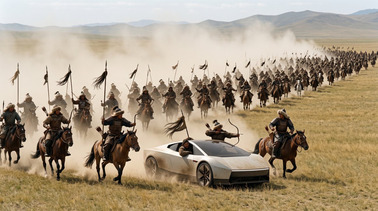 @Image 1 for the video — the cavalry wave with the car in its front line.
