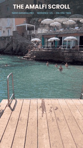 NANO BANANA PRO → SEEDANCE 2.5 AI prompt result — The Amalfi Scroll