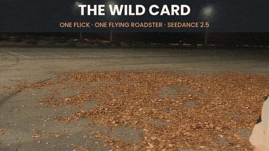 The finished video — a card flick, a hand wipe, a flying Roadster. (Open this document in Google Docs to watch it play.)