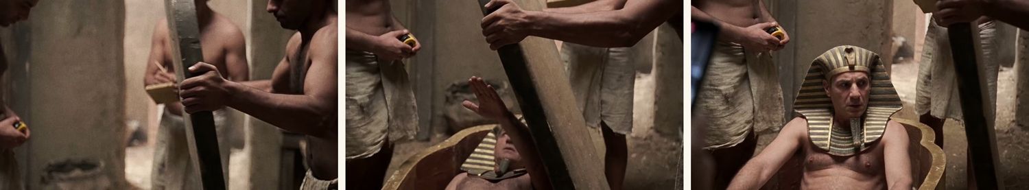Scene 17 — three frames from the cut used in the final film.