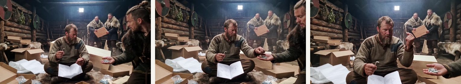 Scene 06 — three frames from the cut used in the final film.