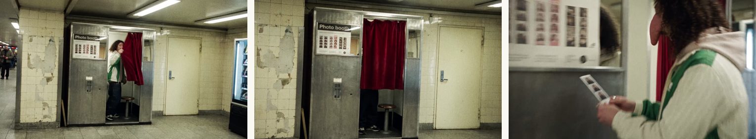 Scene 17 — three frames from the cut used in the final film.